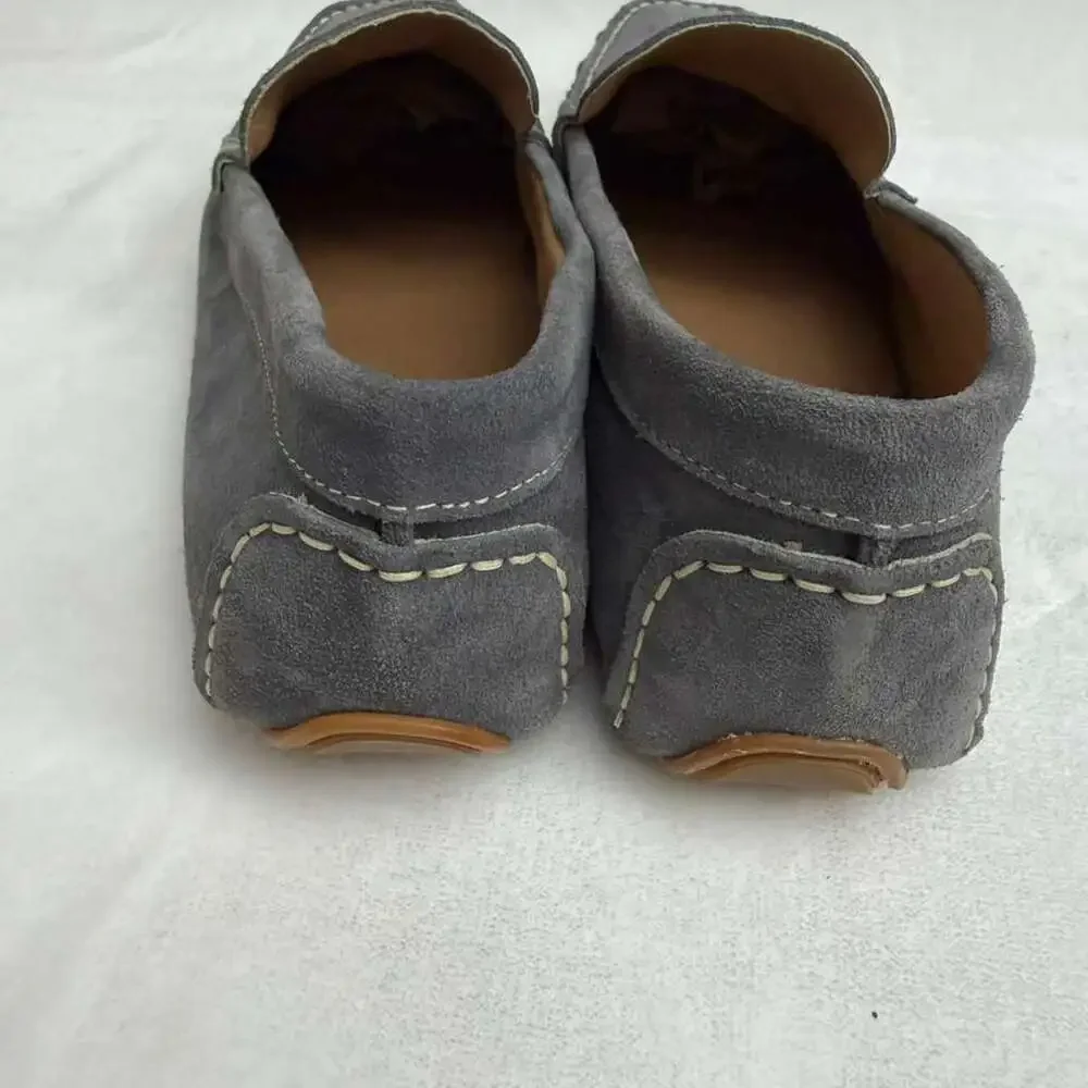 Vincenti Men's Gray Suede Contrast Stitching Loafers Sz 44 US 10.5